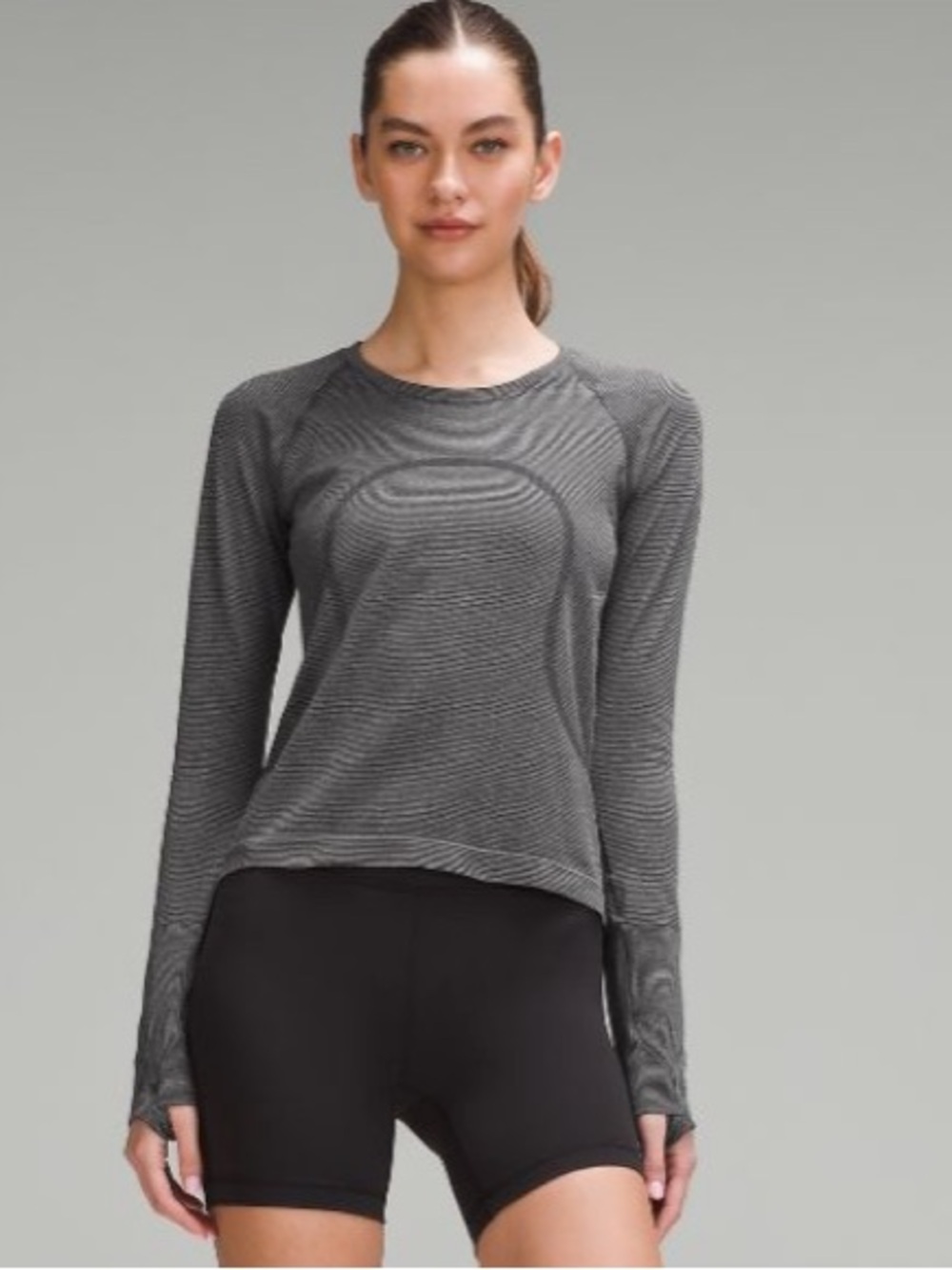 lululemon athletica Long-Sleeve Striped Crew - black and white